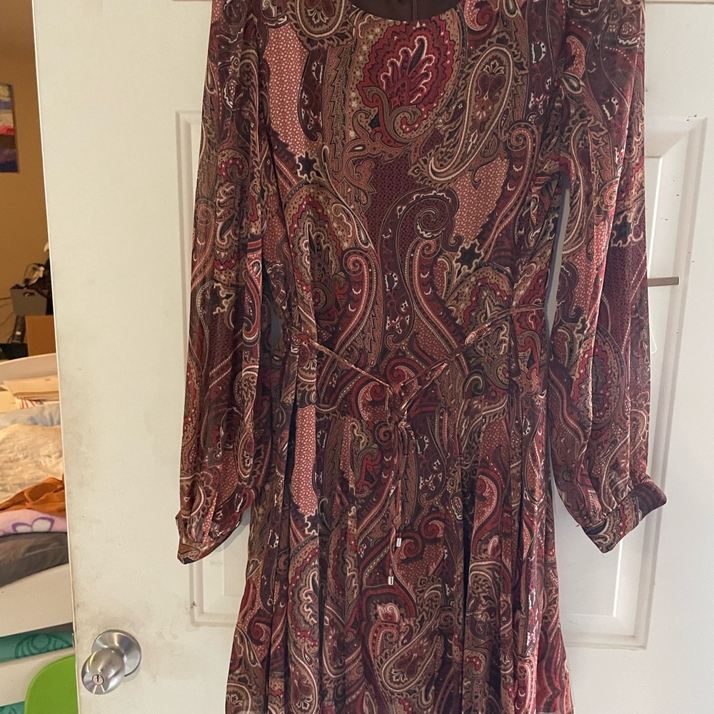 Tommy Hilfiger Red A-line Dress with Bishop Sleeves